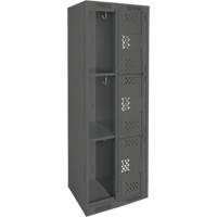 Clean Line Lockers, 3 -tier, Bank of 2, 24" x 12" x 72", Steel, Charcoal, Rivet (Assembled), Perforated Air Extreme Inc.