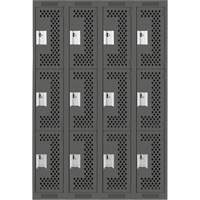 Casiers Clean Line, 3 niveaux, Bloc de 4, 48" x 12" x 72", Acier, Charbon, Rivet (assembl&eacute;), Perfor&eacute; Air Extreme Inc.