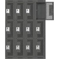 Casiers Clean Line, 3 niveaux, Bloc de 4, 48" x 12" x 72", Acier, Charbon, Rivet (assembl&eacute;), Perfor&eacute; Air Extreme Inc.