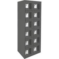 Assembled Lockerettes Clean Line Perforated Economy Lockers, 6 -tier, Bank of 2, 18" x 72" x 12", Steel Air Extreme Inc.