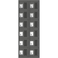 Assembled Lockerettes Clean Line Perforated Economy Lockers, 6 -tier, Bank of 2, 18" x 72" x 12", Steel Air Extreme Inc.