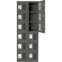 Assembled Lockerettes Clean Line Perforated Economy Lockers, 6 -tier, Bank of 2, 18" x 72" x 12", Steel Air Extreme Inc.