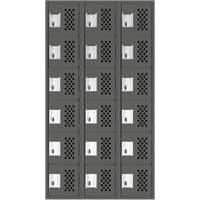 Assembled Lockerettes Clean Line Perforated Economy Lockers, 6 -tier, Bank of 3, 18" x 72" x 12", Steel Air Extreme Inc.
