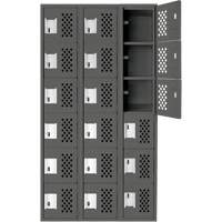 Assembled Lockerettes Clean Line Perforated Economy Lockers, 6 -tier, Bank of 3, 18" x 72" x 12", Steel Air Extreme Inc.