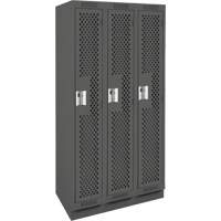 Clean Line Lockers, Bank of 3, 36" x 15" x 76", Steel, Charcoal, Rivet (Assembled), Perforated Air Extreme Inc.
