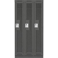Clean Line Lockers, Bank of 3, 36" x 15" x 76", Steel, Charcoal, Rivet (Assembled), Perforated Air Extreme Inc.