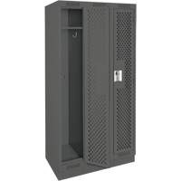Clean Line Lockers, Bank of 3, 36" x 15" x 76", Steel, Charcoal, Rivet (Assembled), Perforated Air Extreme Inc.