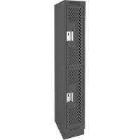 Clean Line Lockers, 2 -tier, 12" x 15" x 76", Steel, Charcoal, Rivet (Assembled), Perforated Air Extreme Inc.