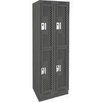 Clean Line Lockers, 2 -tier, Bank of 2, 24" x 15" x 76", Steel, Charcoal, Rivet (Assembled), Perforated Air Extreme Inc.