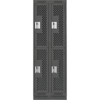 Clean Line Lockers, 2 -tier, Bank of 2, 24" x 15" x 76", Steel, Charcoal, Rivet (Assembled), Perforated Air Extreme Inc.