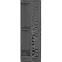 Clean Line Lockers, 2 -tier, Bank of 2, 24" x 15" x 76", Steel, Charcoal, Rivet (Assembled), Perforated Air Extreme Inc.