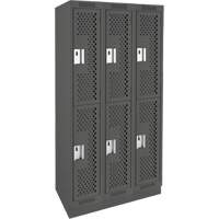 Clean Line Lockers, 2 -tier, Bank of 3, 36" x 15" x 76", Steel, Charcoal, Rivet (Assembled), Perforated Air Extreme Inc.