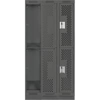 Clean Line Lockers, 2 -tier, Bank of 3, 36" x 15" x 76", Steel, Charcoal, Rivet (Assembled), Perforated Air Extreme Inc.