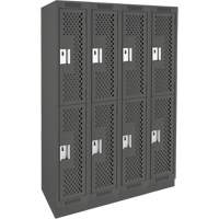 Clean Line Lockers, 2 -tier, Bank of 4, 48" x 15" x 76", Steel, Charcoal, Rivet (Assembled), Perforated Air Extreme Inc.