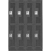 Clean Line Lockers, 2 -tier, Bank of 4, 48" x 15" x 76", Steel, Charcoal, Rivet (Assembled), Perforated Air Extreme Inc.