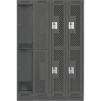 Clean Line Lockers, 2 -tier, Bank of 4, 48" x 15" x 76", Steel, Charcoal, Rivet (Assembled), Perforated Air Extreme Inc.