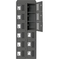 Assembled Lockerettes Clean Line Perforated Economy Lockers, 6 -tier, Bank of 2, 18" x 72" x 12", Steel Air Extreme Inc.