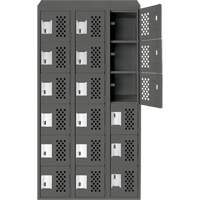 Assembled Lockerettes Clean Line Perforated Economy Lockers, 6 -tier, Bank of 3, 18" x 72" x 12", Steel Air Extreme Inc.