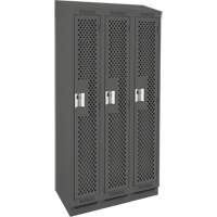 Clean Line Lockers, Bank of 3, 36" x 15" x 82", Steel, Charcoal, Rivet (Assembled), Perforated Air Extreme Inc.
