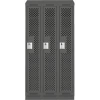 Clean Line Lockers, Bank of 3, 36" x 15" x 82", Steel, Charcoal, Rivet (Assembled), Perforated Air Extreme Inc.