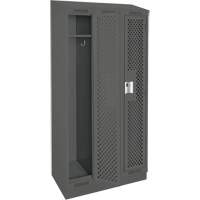 Clean Line Lockers, Bank of 3, 36" x 15" x 82", Steel, Charcoal, Rivet (Assembled), Perforated Air Extreme Inc.