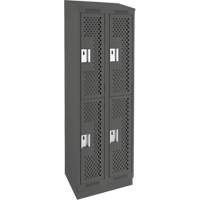 Clean Line Lockers, 2 -tier, Bank of 2, 24" x 15" x 82", Steel, Charcoal, Rivet (Assembled), Perforated Air Extreme Inc.