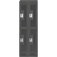Clean Line Lockers, 2 -tier, Bank of 2, 24" x 15" x 82", Steel, Charcoal, Rivet (Assembled), Perforated Air Extreme Inc.