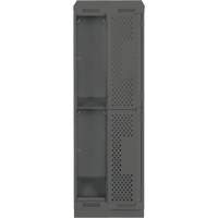 Clean Line Lockers, 2 -tier, Bank of 2, 24" x 15" x 82", Steel, Charcoal, Rivet (Assembled), Perforated Air Extreme Inc.
