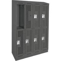 Casiers Clean Line, 2 niveaux, Bloc de 4, 48" x 12" x 82", Acier, Charbon, Rivet (assembl&eacute;), Perfor&eacute; Air Extreme Inc.