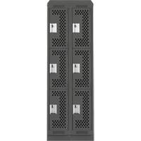 Clean Line Lockers, 3 -tier, Bank of 2, 24" x 18" x 82", Steel, Charcoal, Rivet (Assembled), Perforated Air Extreme Inc.