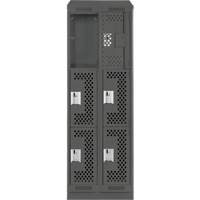 Clean Line Lockers, 3 -tier, Bank of 2, 24" x 18" x 82", Steel, Charcoal, Rivet (Assembled), Perforated Air Extreme Inc.