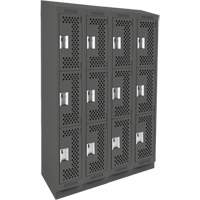 Clean Line Lockers, 3 -tier, Bank of 4, 48" x 18" x 82", Steel, Charcoal, Rivet (Assembled), Perforated Air Extreme Inc.