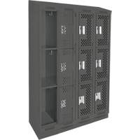 Clean Line Lockers, 3 -tier, Bank of 4, 48" x 18" x 82", Steel, Charcoal, Rivet (Assembled), Perforated Air Extreme Inc.