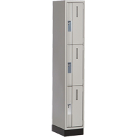 Concorde Heavy-Duty Lockers, 3 -tier, 12" x 18" x 76", Steel, Grey, Welded (Assembled) Air Extreme Inc.