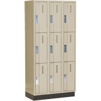 Concorde Heavy-Duty Lockers, 3 -tier, Bank of 3, 36" x 18" x 76", Steel, Beige, Welded (Assembled) Air Extreme Inc.