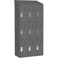 Concorde Heavy-Duty Lockers, 3 -tier, Bank of 3, 36" x 18" x 78", Steel, Charcoal, Welded (Assembled) Air Extreme Inc.