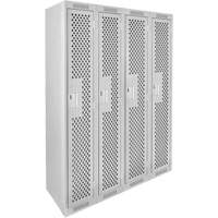 Clean Line Lockers, Bank of 4, 48" x 12" x 72", Steel, Grey, Rivet (Assembled), Perforated Air Extreme Inc.
