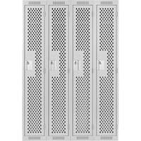 Clean Line Lockers, Bank of 4, 48" x 12" x 72", Steel, Grey, Rivet (Assembled), Perforated Air Extreme Inc.