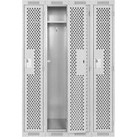 Clean Line Lockers, Bank of 4, 48" x 12" x 72", Steel, Grey, Rivet (Assembled), Perforated Air Extreme Inc.