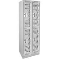 Clean Line Lockers, 2 -tier, Bank of 2, 24" x 15" x 76", Steel, Grey, Rivet (Assembled), Perforated Air Extreme Inc.