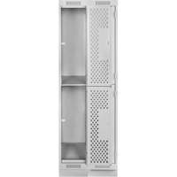 Clean Line Lockers, 2 -tier, Bank of 2, 24" x 15" x 76", Steel, Grey, Rivet (Assembled), Perforated Air Extreme Inc.