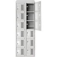Assembled Lockerettes Clean Line Perforated Economy Lockers, 6 -tier, Bank of 2, 18" x 72" x 12", Steel Air Extreme Inc.