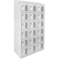 Assembled Lockerettes Clean Line Perforated Economy Lockers, 6 -tier, Bank of 3, 18" x 72" x 12", Steel Air Extreme Inc.