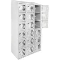Assembled Lockerettes Clean Line Perforated Economy Lockers, 6 -tier, Bank of 3, 18" x 72" x 12", Steel Air Extreme Inc.