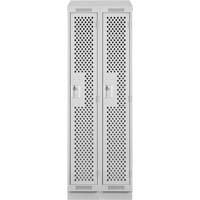 Clean Line Lockers, Bank of 2, 24" x 15" x 82", Steel, Grey, Rivet (Assembled), Perforated Air Extreme Inc.
