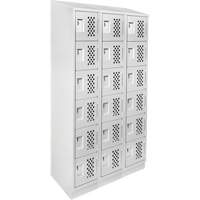Clean-Line Perforated Lockerette, 6 -tier, Bank of 3, 12" x 72" x 12", Steel Air Extreme Inc.