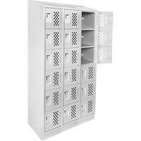 Clean-Line Perforated Lockerette, 6 -tier, Bank of 3, 12" x 72" x 12", Steel Air Extreme Inc.