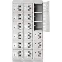 Clean-Line Perforated Lockerette, 6 -tier, Bank of 3, 12" x 72" x 12", Steel Air Extreme Inc.