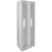 Clean Line Lockers, 2 -tier, 12" x 12" x 72", Steel, Grey, Rivet (Assembled), Perforated Air Extreme Inc.