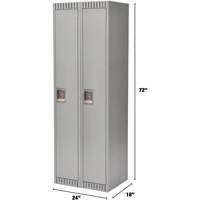 Lockers, Bank of 2, 24" x 18" x 72", Steel, Grey, Knocked Down Air Extreme Inc.